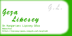 geza lipcsey business card